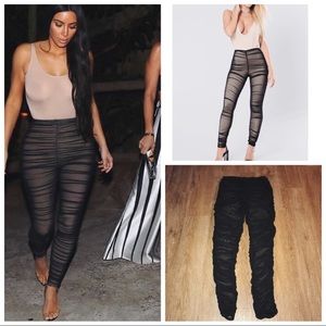 Plus Size Gstage Love Ruched Mesh Leggings